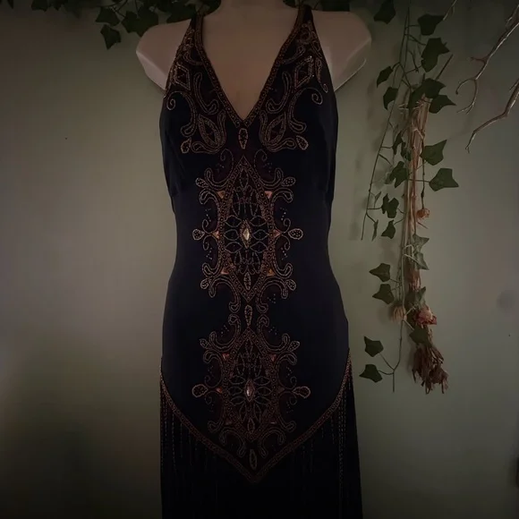 Cache Black Maxi Dress with Bronze Embellishment - Picture 3 of 7